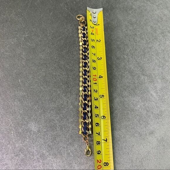 🛍3/$20 Navy blue rhinestone leather costume jewellery bracelet - Picture 5 of 6